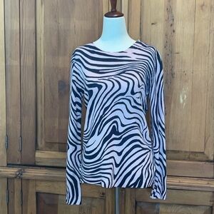 J.Crew Everyday Long Sleeve Cashmere Zebra Print Pink/Blue Sweater Sz. S